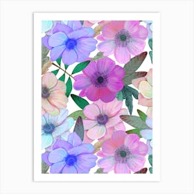 Anemone Floral White Art Print