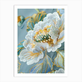 Peony Embroidery 3 Art Print