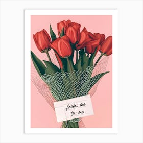 Bouquet Of Red Tulips Art Print