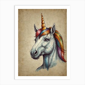 Unicorn With Rainbow Mane Art Print