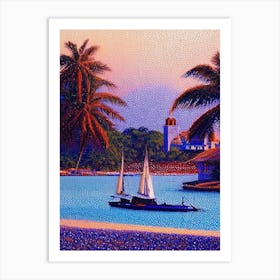 Mombasa Kenya Pointillism Style Tropical Destination Art Print