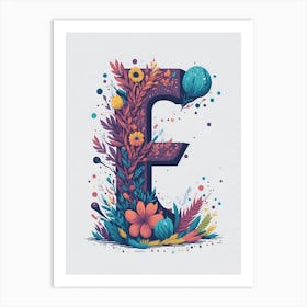 Colorful Letter E Illustration 75 Art Print