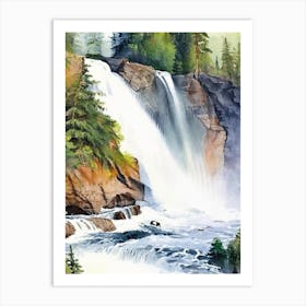 The Lower Falls Of The Lewis River, United States Water Colour  (2) Art Print