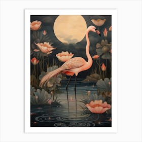 Flamingo Gold Detail Painting Art Print