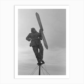 Untitled Photo, Possibly Related To Shrimp Fisherman, Squatter On Nueces Bay, Erecting Wind Charger For Running 1 Art Print