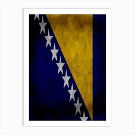 Bosnia And Herze Govina Flag Texture 1 Art Print