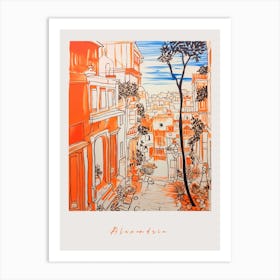 Alexandria Egypt Orange Drawing Poster Art Print