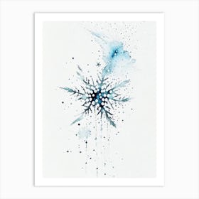 Falling, Snowflakes, Minimalist Watercolour 3 Art Print