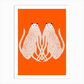 Cheetahs Orange Animal Art Print