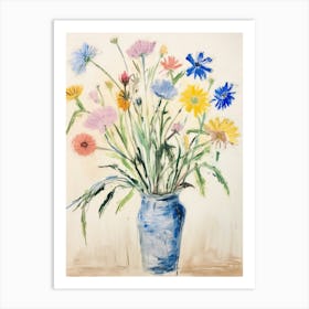 Flower Painting Fauvist Style Cornflower 1 Art Print