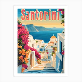 Aihrgdesign A 1970s Inspired Travel Poster For Santorini 1 Art Print