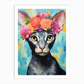 Cornish Rex Cat With A Flower Crown Painting Matisse Style 2 Art Print