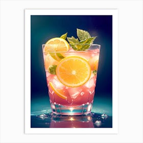 Cocktail With Lemon And Mint 2 Art Print
