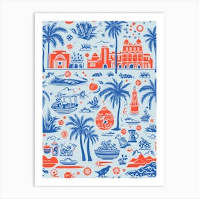 San Diego, California, Inspired Travel Pattern 2 Art Print