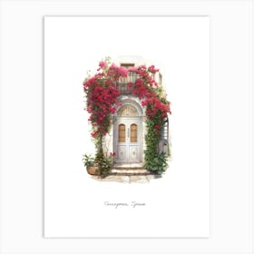 Tarragona, Spain   Mediterranean Doors Watercolour Painting 4 Poster Art Print