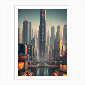 Retro-futuristic Cityscape Art Print