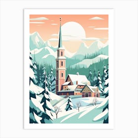 Vintage Winter Travel Illustration Bavaria Germany 3 Art Print
