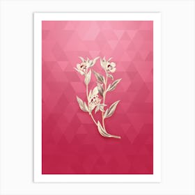Vintage Long Branched Enothera Botanical in Gold on Viva Magenta n.0860 Art Print