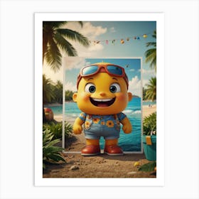 Cartoon Character On The Beach Art Print