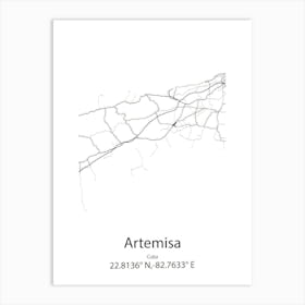 Artemisa,Cuba Minimalist Map Art Print