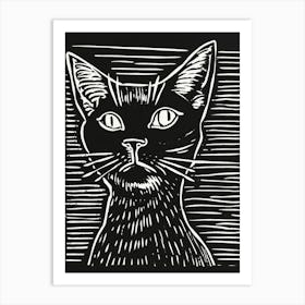 Egyptian Mau Cat Linocut Blockprint 5 Art Print