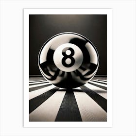 Black And White Billiard Eight Ball Art Print