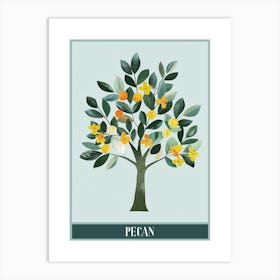Pecan Tree Flat Illustration 4 Poster Art Print