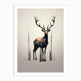 Deer Minimalist Abstract 4 Art Print
