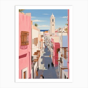 Tangier Morocco 3 Vintage Pink Travel Illustration Art Print