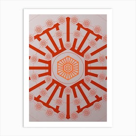 Geometric Abstract Glyph Circle Array in Tomato Red n.0138 Art Print
