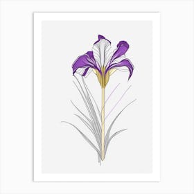 Iris Floral Minimal Line Drawing 2 Flower Art Print