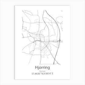 Hjorring,Denmark Minimalist Map Art Print