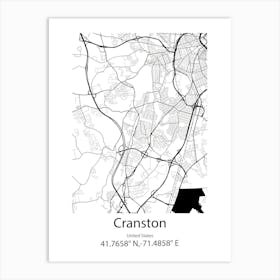 Cranston,United States Minimalist Map Art Print