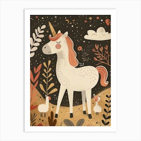 Unicorn & Farm Friends Muted Pastel 1 Art Print