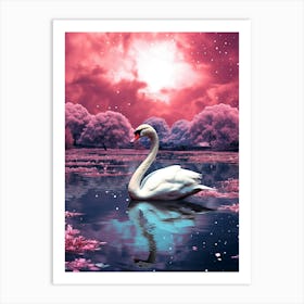 Swan In The Water Art Print