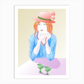 Illustration Of A Woman In A Hat Art Print