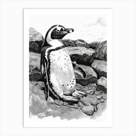 Emperor Penguin Sunbathing On Rocks 2 Art Print