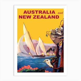 Australia And New Nealand, Vintage Travel Poster Art Print
