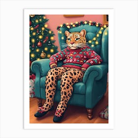 Christmas Leopard 2 Art Print