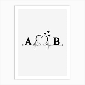 Personalized Couple Name Initial A And B Art Print