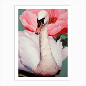 Swan and Flower Art Print