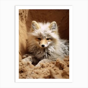 Tibetan Sand Fox Burrowing Photorealism 4 Art Print