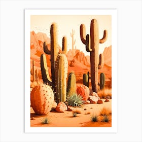 Desert Landscape With Cactus Art Print