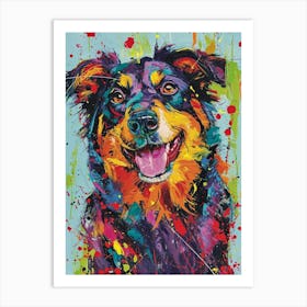 Australian Shepherd Dog  Acrylic Painting 12 Art Print