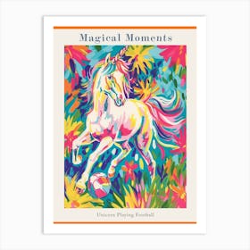 Rainbow Unicorn Playing Football 2 Poster Art Print