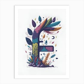 Colorful Letter F Illustration 36 Art Print