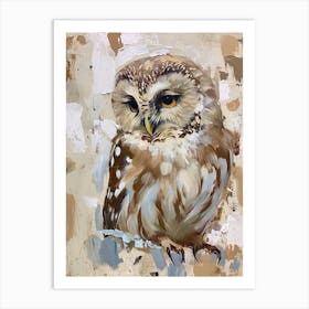 Northern Saw Whet Owl Marker Drawing 3 Art Print