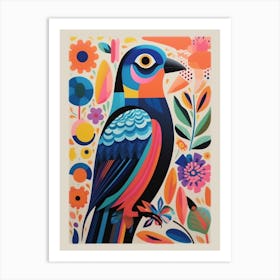 Colourful Scandi Bird Falcon 6 Art Print