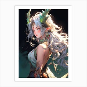 Anime Girl With Horns 1 Art Print