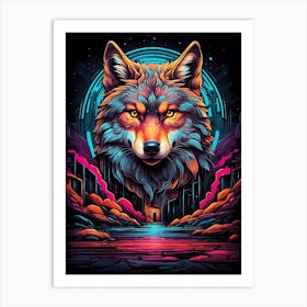Psychedelic Wolf 9 Art Print